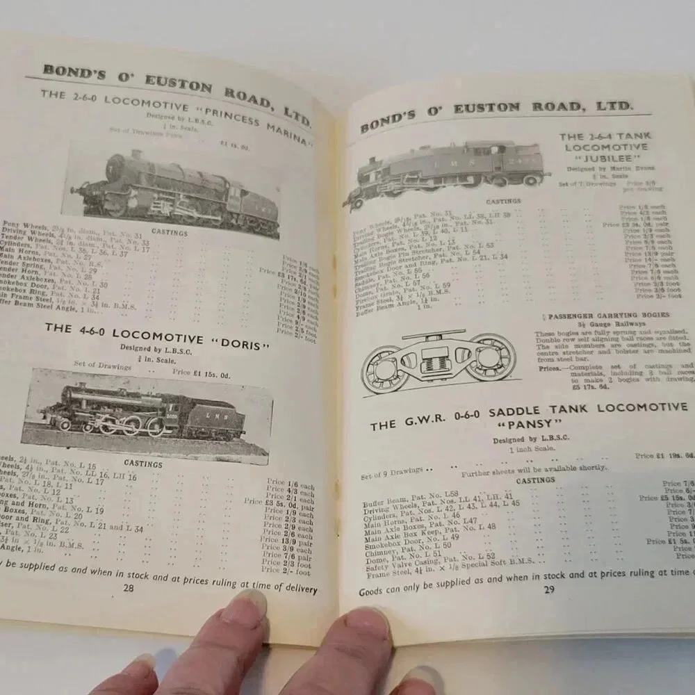 Bond's Model and Experimental Engineering Handbook 1959-1960 Railroad Catalog